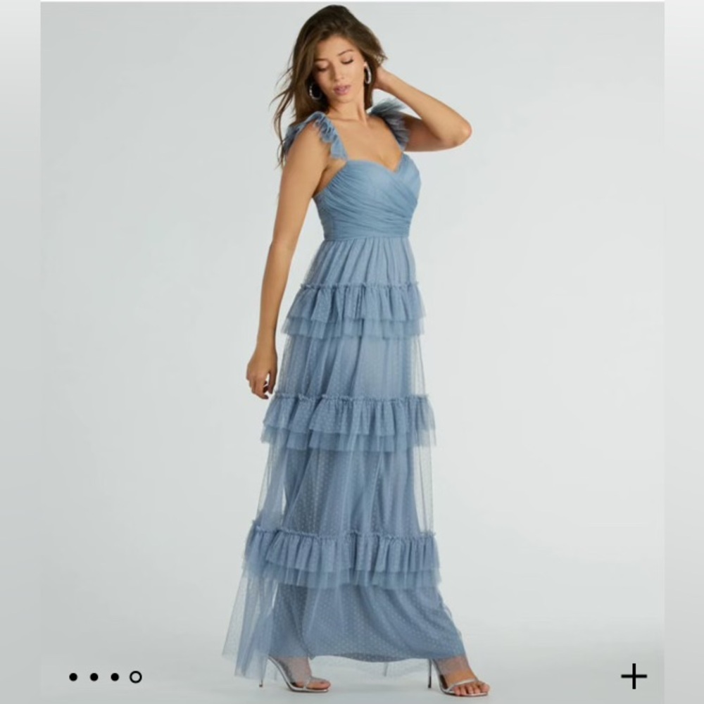 Gillian Sleeveless Ruffled A-Line Tulle Formal Dress